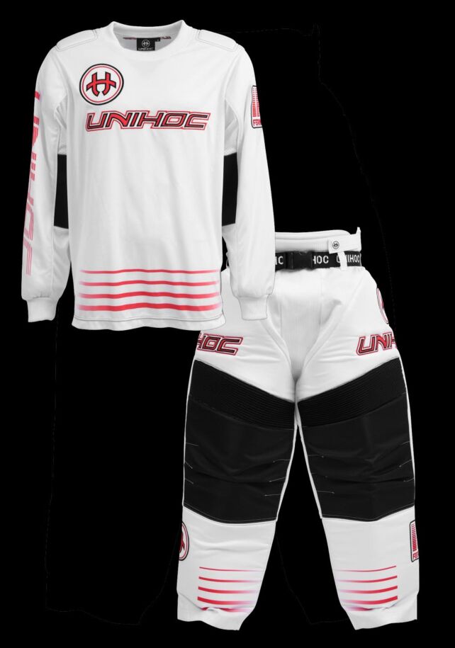 unihoc Goalieset Inferno Junior weiss/neon rot